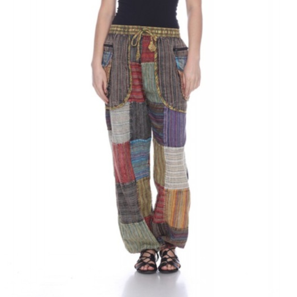 Multi Color | Womens Hippie Pants W/ Peace Sign